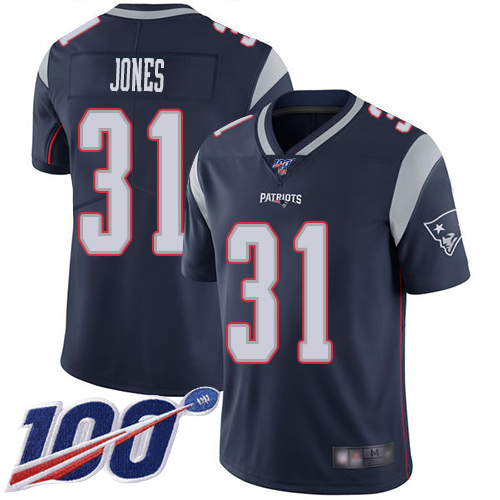 New England Patriots Football #31 100th Limited Navy Blue Men Jonathan Jones Home NFL Jersey